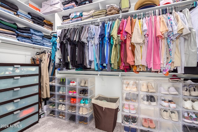 spacious closet with carpet