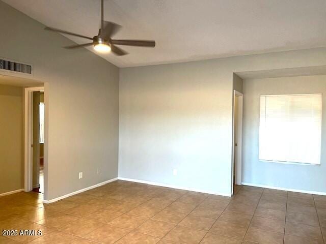 unfurnished room with ceiling fan