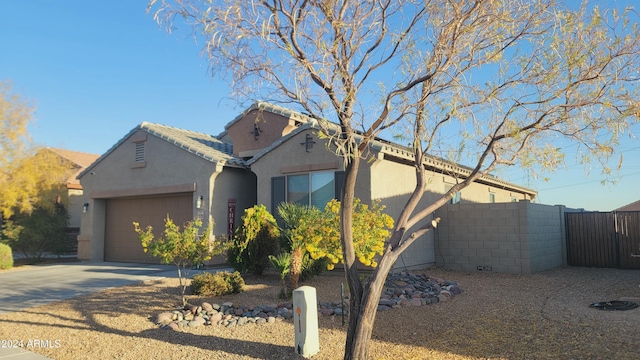 view of front of house with a garage