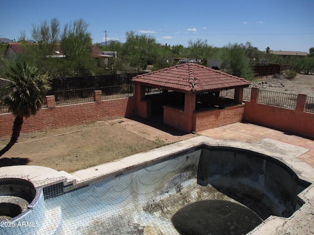 5716 E Desert Vista Trl, Cave Creek, AZ 85331 - view of swimming pool featuring a gazebo, fence, and a hot tub