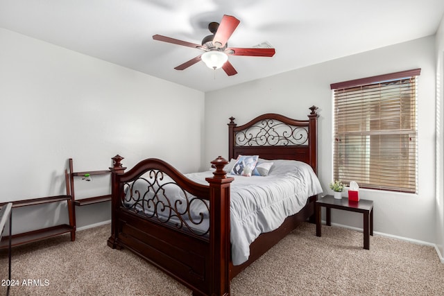 bedroom featuring carpet floors and ceiling fan