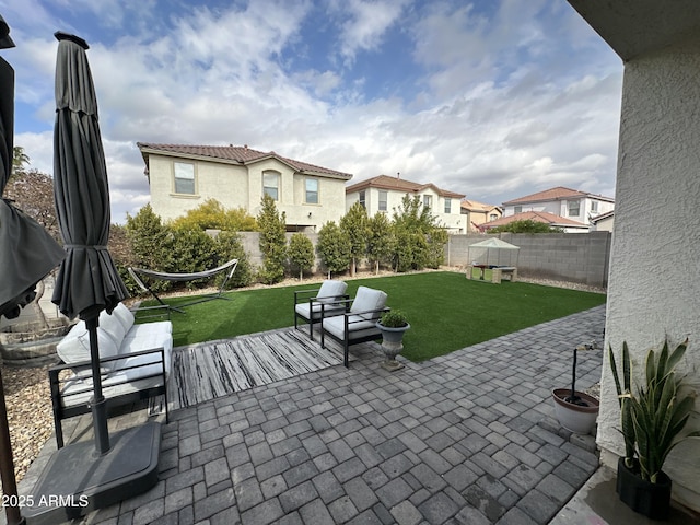 view of patio featuring an outdoor hangout area