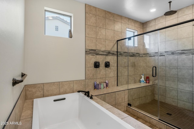 bathroom with plus walk in shower