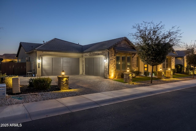 view of front facade featuring a garage