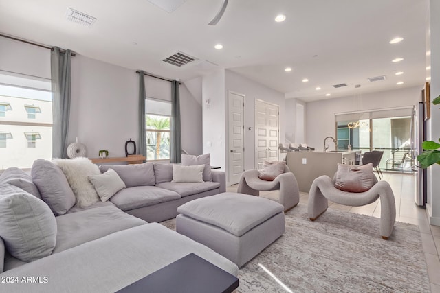 view of tiled living room