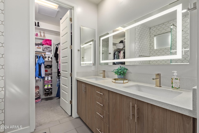 bathroom featuring vanity and tile patterned flooring