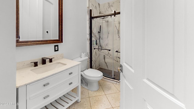7171 W Quarter Horse Run, Coolidge, AZ 85128 - full bath featuring tile patterned floors, toilet, vanity, and a marble finish shower