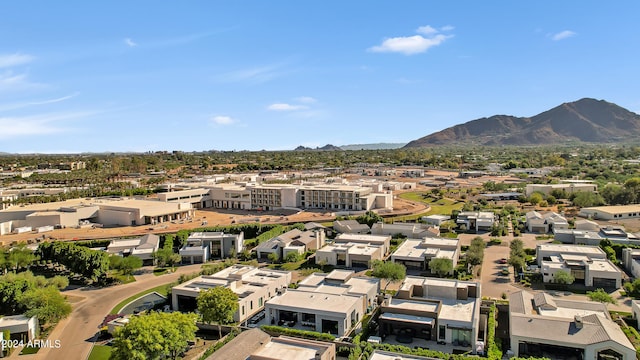 drone / aerial view featuring a mountain view