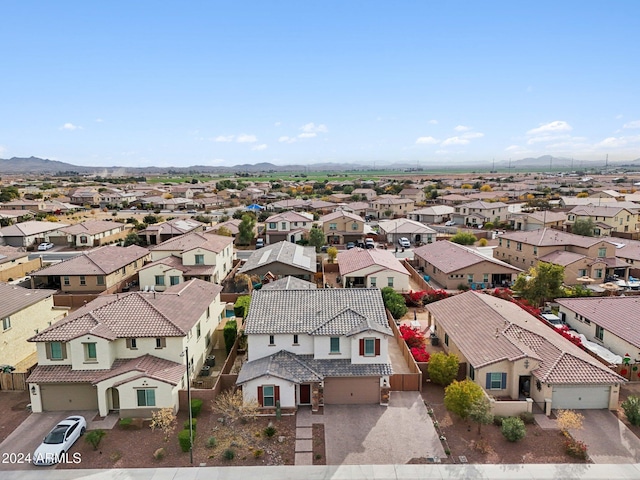 aerial view with a mountain view