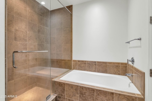 bathroom with plus walk in shower