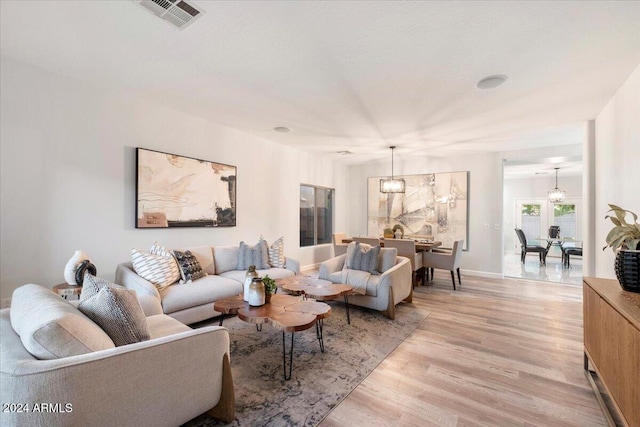 living room featuring light wood-type flooring