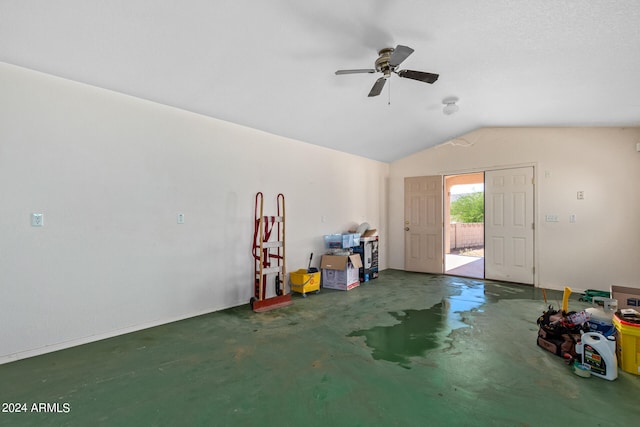 garage with ceiling fan