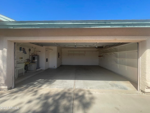 garage featuring water heater