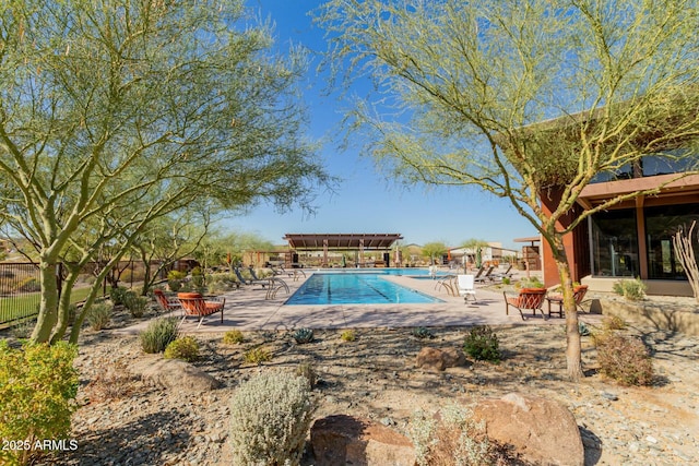 view of pool featuring a patio