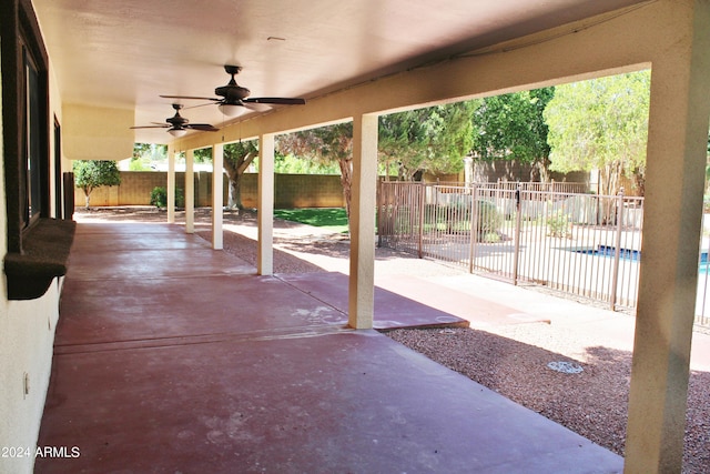 view of patio / terrace featuring ceiling fan