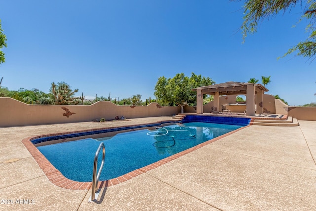 8043 E Laurel St, Mesa, AZ 85207 - view of pool featuring a fenced backyard, a patio, and a gazebo
