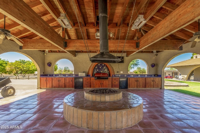 8043 E Laurel St, Mesa, AZ 85207 - view of patio with an outdoor kitchen and a ceiling fan