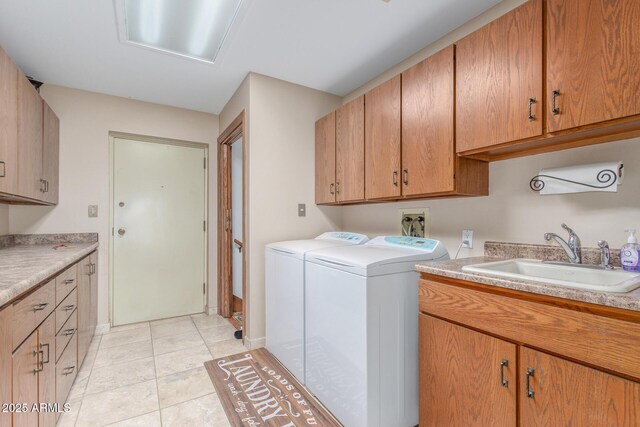 8043 E Laurel St, Mesa, AZ 85207 - laundry area with washing machine and dryer, cabinet space, and light tile patterned flooring