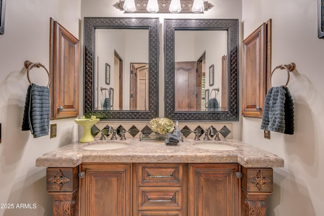 bathroom with backsplash and vanity