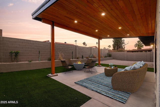 view of patio featuring a fenced backyard