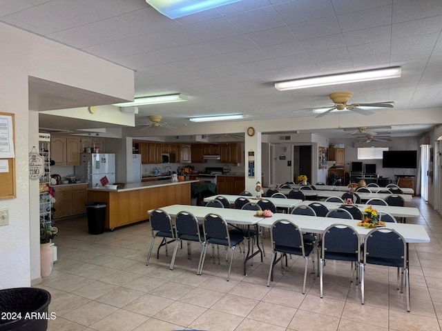 view of tiled dining area