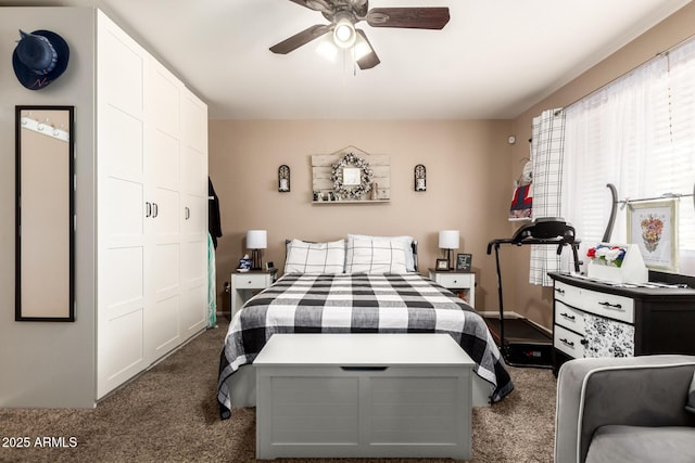 1263 W Del Rio St, Chandler, AZ 85224 - bedroom with dark colored carpet and ceiling fan