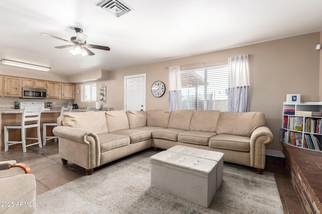 1263 W Del Rio St, Chandler, AZ 85224 - living room featuring ceiling fan and light tile patterned floors