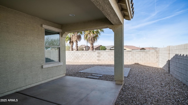 view of patio featuring a fenced backyard