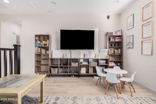 interior space with light hardwood / wood-style flooring