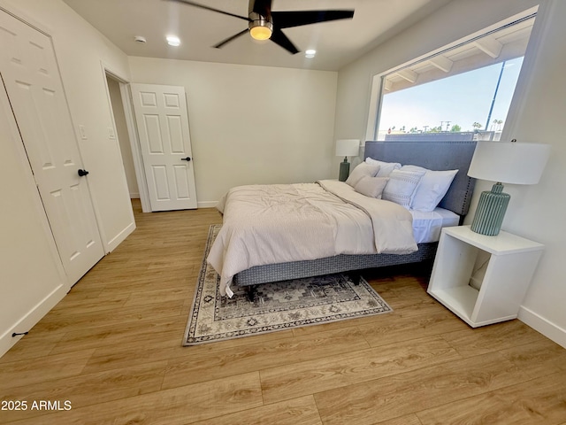 1421 W Pasadena Ave, Phoenix, AZ 85013 - bedroom featuring light wood-style flooring and ceiling fan