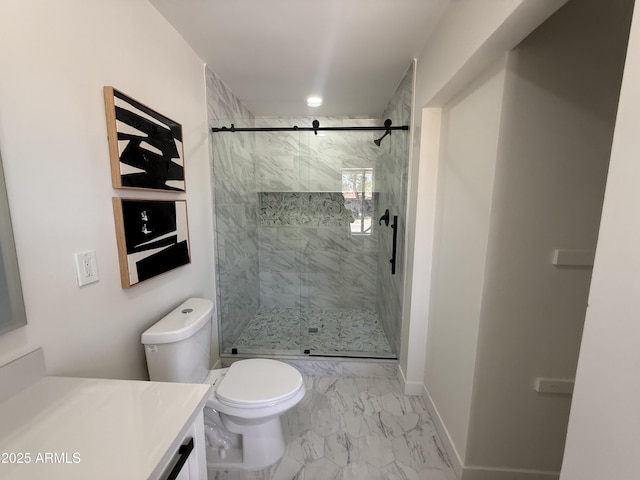 1421 W Pasadena Ave, Phoenix, AZ 85013 - bathroom with marble finish flooring, vanity, and a stall shower