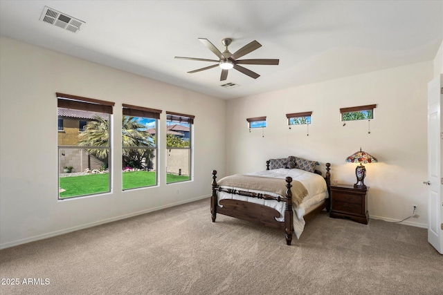 43998 W Palo Abeto Dr, Maricopa, AZ 85138 - bedroom with carpet floors, a ceiling fan, baseboards, and visible vents