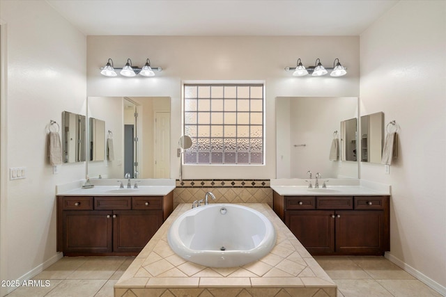43998 W Palo Abeto Dr, Maricopa, AZ 85138 - full bath featuring a sink, tile patterned flooring, and a garden tub