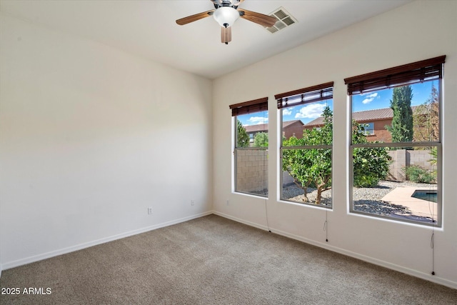 43998 W Palo Abeto Dr, Maricopa, AZ 85138 - unfurnished room featuring visible vents, a ceiling fan, carpet, and baseboards