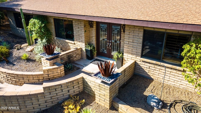 view of patio featuring french doors