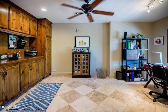 office featuring ceiling fan