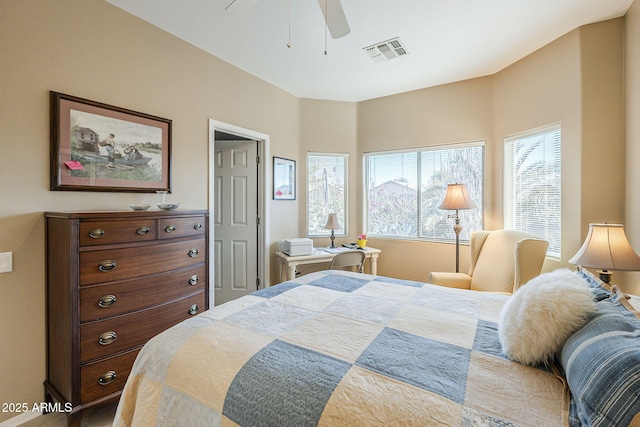 bedroom featuring ceiling fan