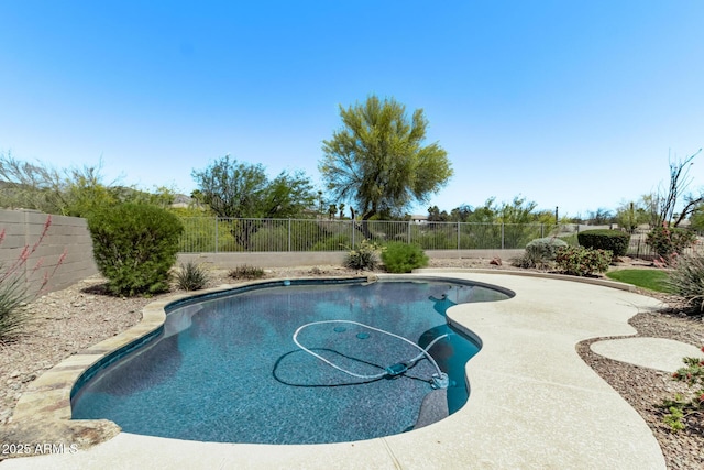 view of pool with a fenced backyard and a fenced in pool