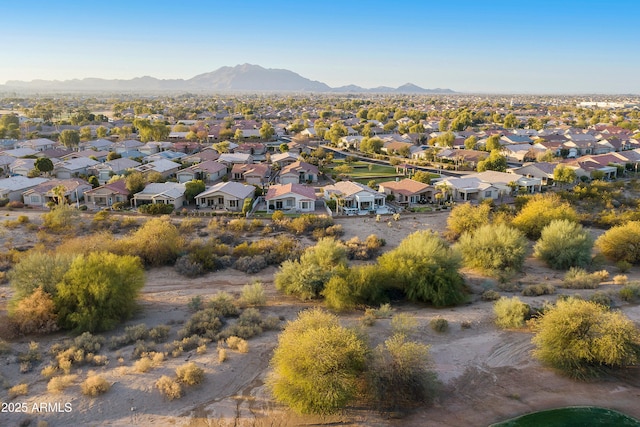 drone / aerial view featuring a mountain view