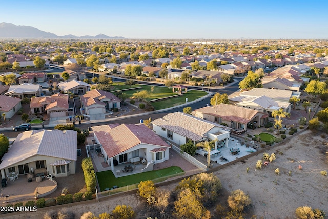 bird's eye view with a mountain view