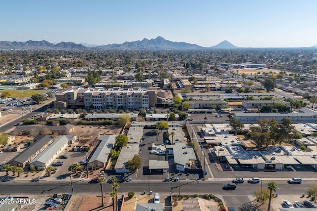 aerial view with a mountain view