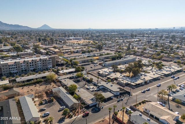bird's eye view with a mountain view