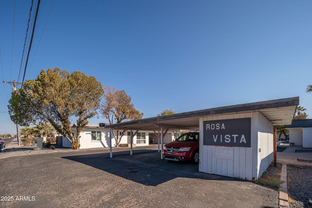 view of covered parking lot