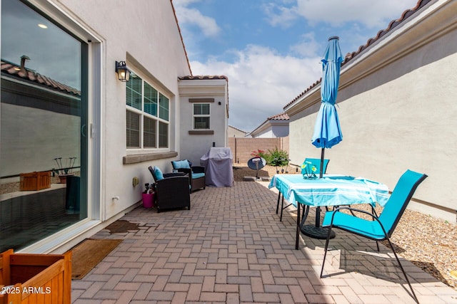 4044 E Dawson Dr E, Chandler, AZ 85249 - view of patio with fence, outdoor dining area, and a grill
