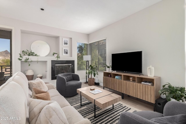 living room featuring light hardwood / wood-style floors and plenty of natural light