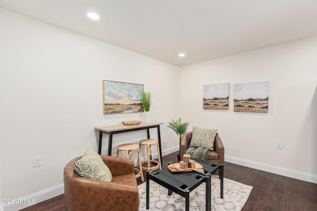 sitting room featuring dark hardwood / wood-style flooring