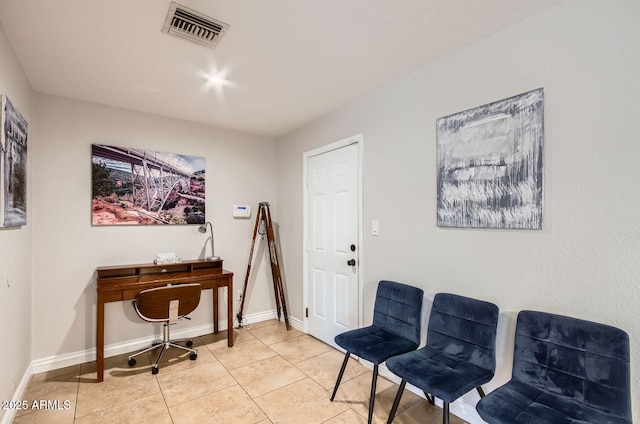 view of tiled home office