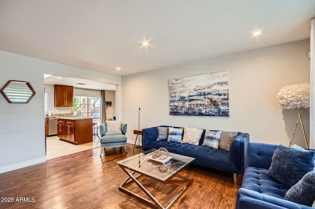 living room with light wood-type flooring