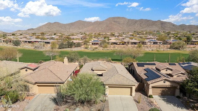 birds eye view of property featuring a residential view and a mountain view