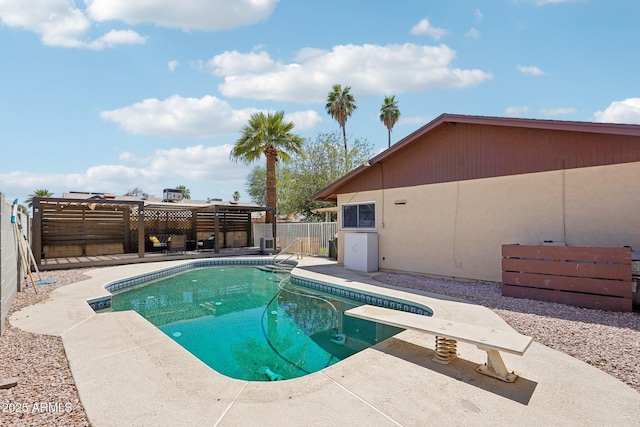 207 E Strahan Dr, Tempe, AZ 85283 - view of pool featuring a fenced backyard, a patio, and a diving board
